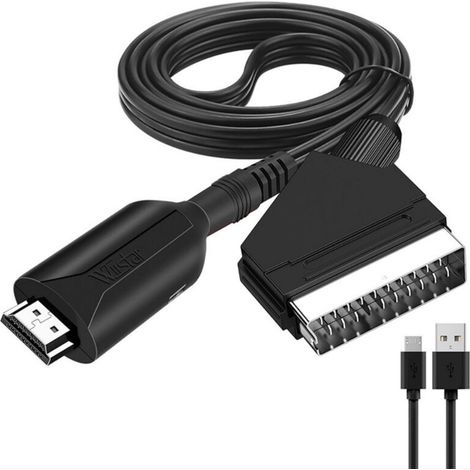 HDMI-zu-SCART-Adapterkabel, 1 Meter gerades Kabel, neu und praktisch. Wandelt 1080p-HD-Signale in analoge Signale um. (1/4)