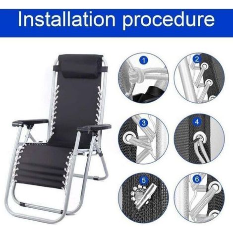 Cordons Élastiques - 2,2 M Et 1,3 M - Pour Chaises Zero Gravity - 4 Pièces (1/4)