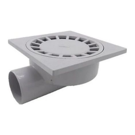200 mm x 200 mm, salida de 75 mm, desagüe de suelo para baño, ducha húmeda, plástico PVC, 1 unidad - Blanco (1/4)