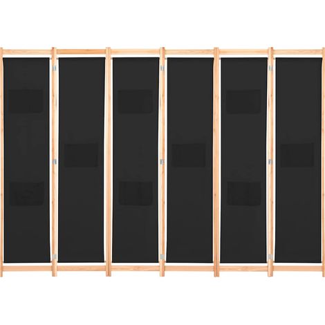 Paravent Cloison de séparation 6 panneaux, Pour Jardin, Balcon, Terrasse Noir 240 x 170 x 4 cm Tissu OIB5770E (1/5)