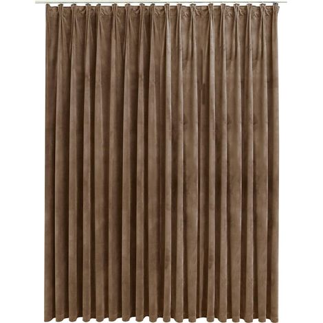 Rideau occultant avec crochets Velours Beige 290x245 cm CFW56416 (1/5)