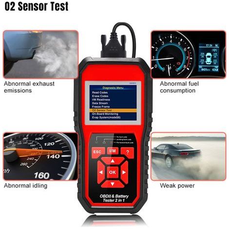 KONNWEI Scanner de Code de Diagnostic automatique OBDII (KW870), testeur universel de batterie de voiture, outils d'analyse 2 en 1. (1/5)