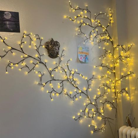 Guirlande lumineuse en rotin à 18 branches et 144 LED avec télécommande - éclairage mural décoratif - éclairage d'intérieur - idéal pour les fêtes - luminaires élégants - accessoires de décoration pra (1/5)