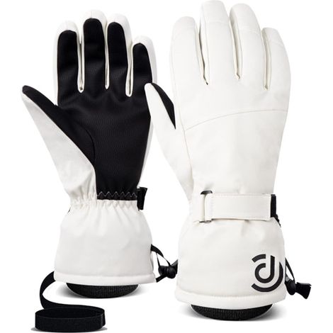 Gants de moto, gants de cyclisme en polyester pour hommes, gants anti-perte à poignet élastique pour femmes, gants d'hiver imperméables sans doigts (Taille : M, Couleur : Blanc)