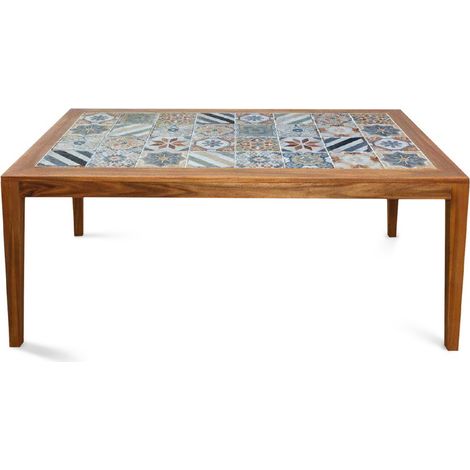 Tavolo in legno di acacia 200x100cm con top in piastrelle - Sorrento