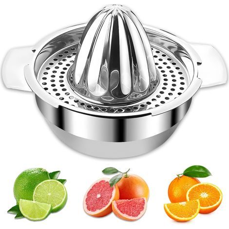 Manual Stainless Steel Citrus Juicer, Manual Orange Juicer with Container, Manual Lemon Juicer for Squeezing Lemons, Oranges, and Citrus Fruits, Dishwasher Safe (Capacity: 450ML) (1/5)