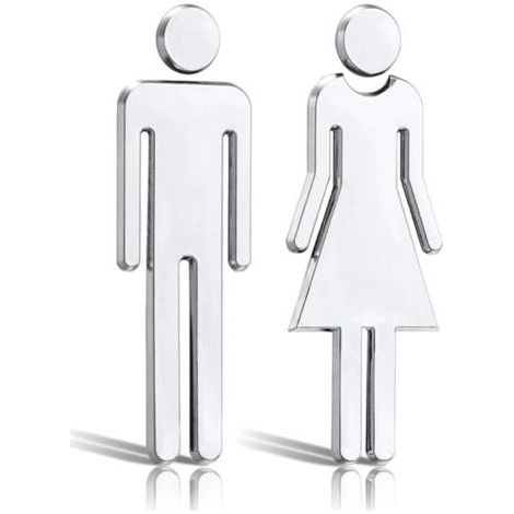 Signes WC de Symboles Hommes et Femmes. Stickers pour Toilettes. 12cm Plaque de Porte Panneaux Toilette Argenté Femmes Hommes Signes WC Adhésive. pour Toilette Porte de Restaurant Publique Hôtel (1/5)