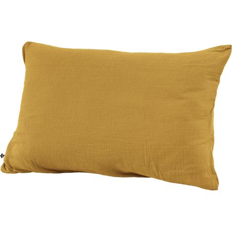 Taie d'oreiller Gaze de coton 50x70 cm GAIA coloris Jaune Safran