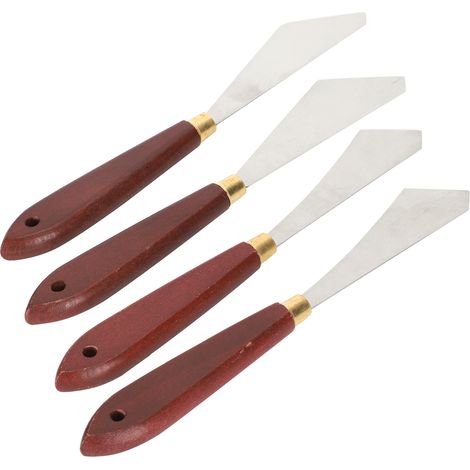 spatules en acier inoxydable en forme de couteau à palette pour peinture à l'huile, racloir pour acrylique (1/5)