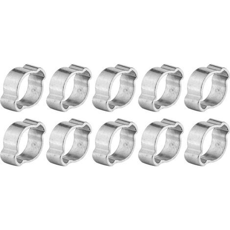 10 colliers de serrage à deux oreilles en fer galvanisé zingué 5-23 mm pour tuyaux d'essence (9-11 mm) (1/4)
