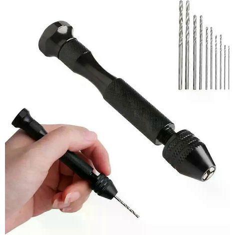 1 Set Mini-Mikro-Aluminium-Handbohrmaschine mit Schnellspannbohrfutter, HSS-Stahl-Spiralbohrer, Holzbearbeitungsbohrer, Rotationswerkzeuge, Handbohrmaschine - JXLGV (1/4)
