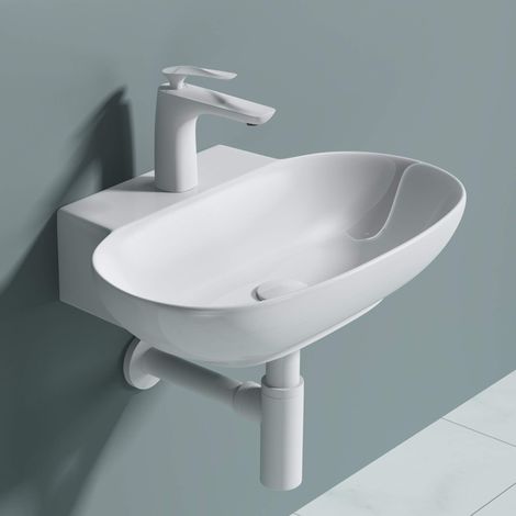 doporro Lavabo da Appoggio 56x39,5x12,5cm, Lavandino Bagno in Ceramica Nano Rivestimenti Brüssel899