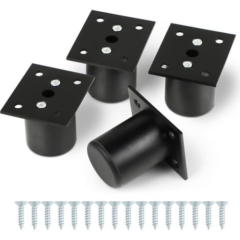 Noir 4 Pièces Pied de Meuble 6 cm Pied Meuble Pied Canapé Pouces Pieds de Meubles Réglables pour Tables chaises canapés armoires étagères en Alliage (1/5)
