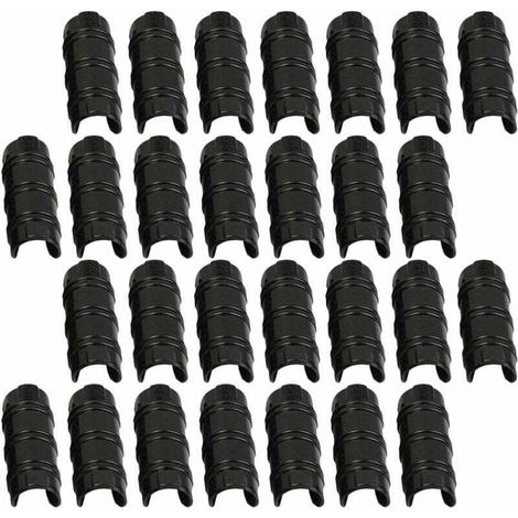 30 Pcs Bâtiments De Jardin Tube Clip PC, Serre Cadre Pinces De Tuyau Tube Film Clip, Noir 20mm (1/5)