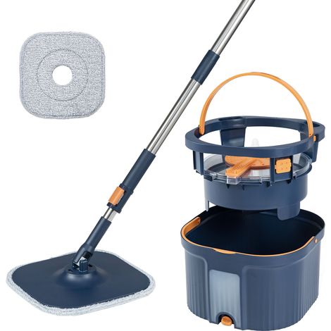 COSTWAY Spin Mop and Bucket Set 360° Deep Cleaning Mops-Navy (1/5)