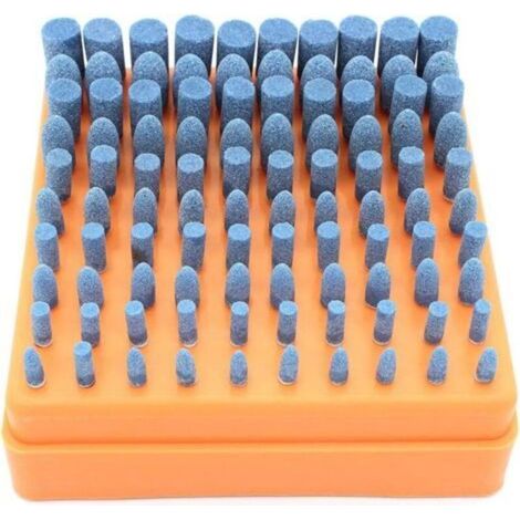 Ensemble de 100 Pierres de Polissage à Embouts pour Outils Rotatifs Dremel Tige de 3 mm, Tete de Polissage Abrasif Monté Roue de Meulage D'outil Rotatoire en Pierre (Rouge) (1/4)