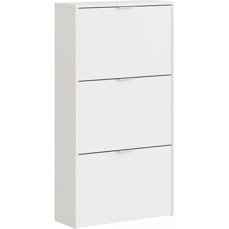 Scarpiera A Ribalta Salvaspazio 3 Ante E 6 Ripiani Mobile Portascarpe Antigraffio Fino A 20 Paia Di Scarpe Design Moderno Minimal Ingresso Corridoio Retro Porta 113 x 60 x 22 Cm Bianco - Colore: Bianc