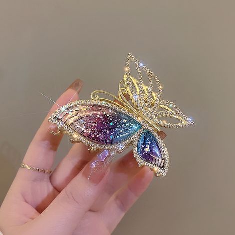 Élégante pince crabe métal papillon coréen 2022, grande pince à cheveux femme, accessoire cheveux mode, fixation robuste pour coiffure raffinée (1/5)