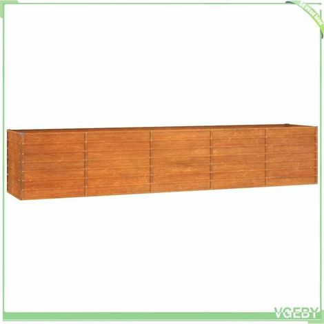 Lit surélevé de jardin - FAFEICY - 151965 - Acier Corten - 400x80x77 cm - Couleur rouillé (1/5)