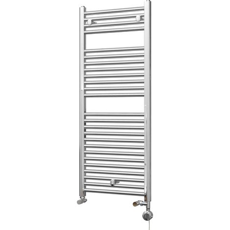 Roma - Chrome Dual Fuel Towel Rail H1230mm x W500mm Thermostatic - Straight (1/3)