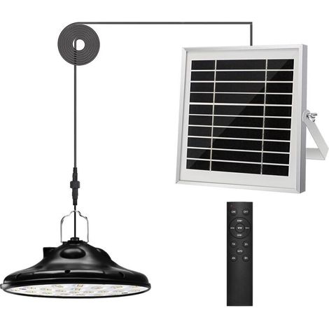 Lampe solaire d'extérieur Ulisem 100 LED 1200 lm, 3 modes, panneau solaire réglable, 4 niveaux de luminosité avec télécommande, étanche IP66, pour jardin, camping, pergola, balcon, terrasse [Classe én (1/4)