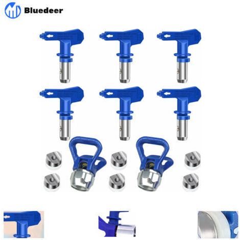 Bluedeer – Lot de 6 buses de pulvérisation airless réversibles – Acier inoxydable haute résistance – Tailles 211, 315, 417, 515, 517, 523 – Pour peinture fine industrielle (1/5)