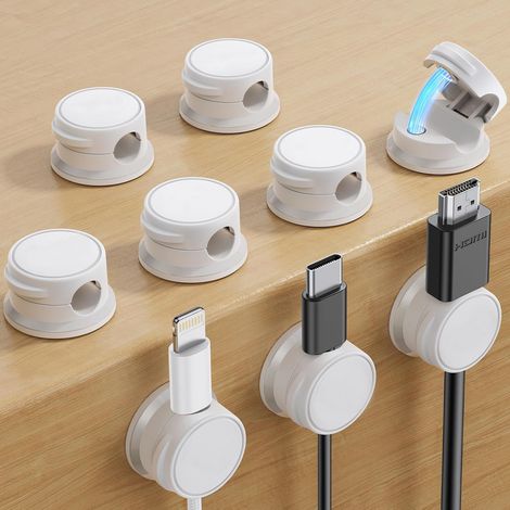 Set di 6 clip per la gestione dei cavi per TV, laptop e cavi Ethernet (nere) - AquaForge (1/5)