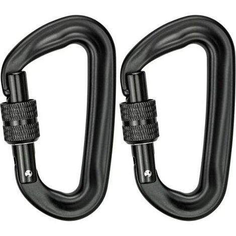 2Pcs Mousqueton Escalade 12KN (1200KG) Robustes Mousqueton Aluminium Mousqueton à Verrouillage en Forme de D pour Hamacs Balançoire de Yoga Camping Porte-clés Chiens de Serrure (1/5)