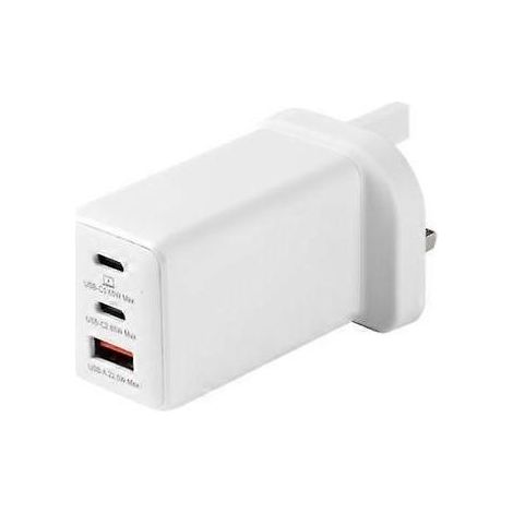 Chargeur secteur eSTUFF compatible USB-C PD 67 W avec prise GaN - Blanc - Plastique recyclé (1/5)