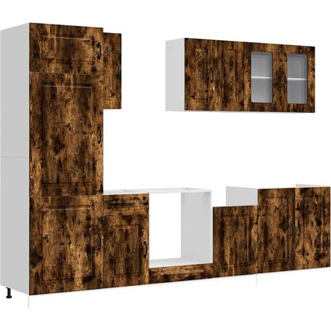 Maison Exclusive - Mueble cocina Kalmar roble ahumado 8 pzas made (1/5)
