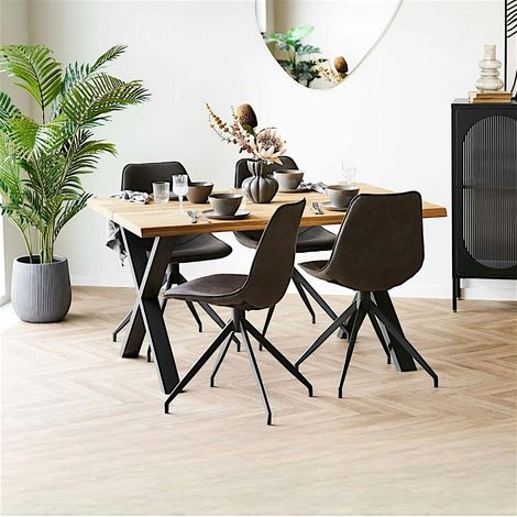 Ensemble table et chaises grises microfibre (lot de 5 pièces) BERLIN (1/5)