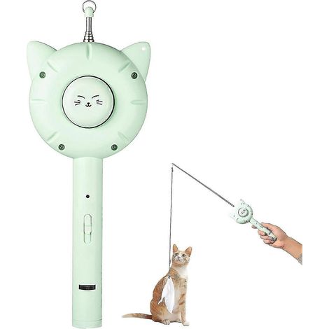 Jouets interactifs 3 en 1 pour chat : brosse de toilettage magique, pointeur laser interactif et bâtonnet rétractable pour chat.