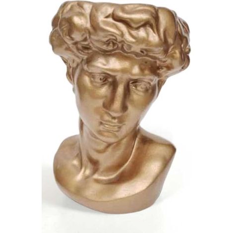VASO PORTA PIANTE DESIGN TESTA DI UOMO BASE TONDA 19X19X29 CM ORO (1/2)