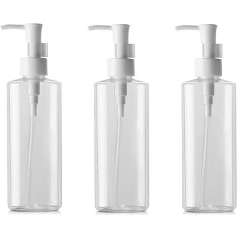 Pair Lot de 3 flacons à pompe vides rechargeables en plastique transparent de 100 ml pour maquillage, lotion, shampooing, transparent, 100ml/3.4oz, Tendance (1/3)