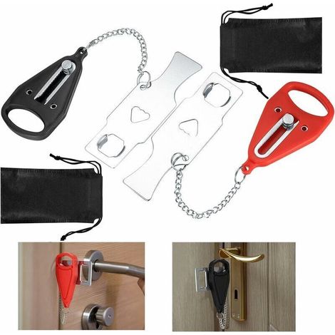 Serratura portatile per porta, fermaporta superiore, serratura antifurto, vecchio rosso + vecchio nero (1/4)