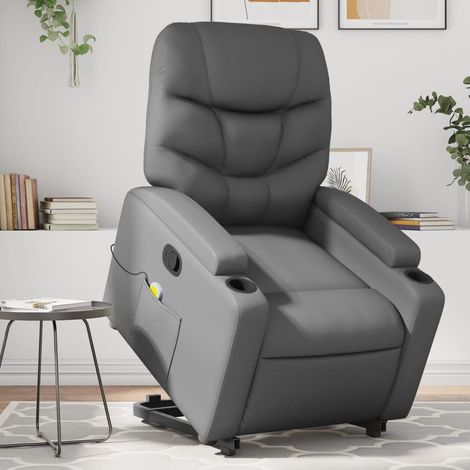 Fauteuil inclinable de massage-Chaise de relaxation-Fauteuil Relax Gris Similicuir 775369 (1/5)