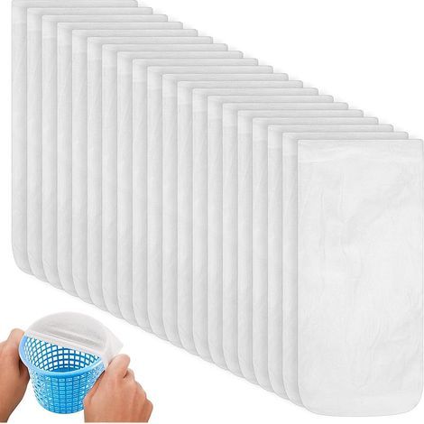 20 Pcs Chaussette Piscine, Chaussettes Piscines, Chaussette Panier pour Skimmer pour Piscine, Chaussette en Nylon à Mailles Fines pour piscines, retiennent débris et Feuilles (Blanches) (1/5)