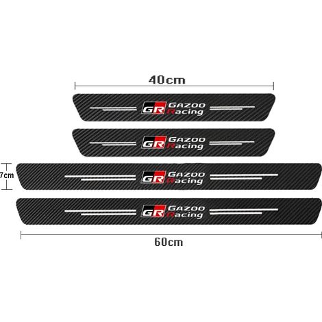 (4 pièces pour GR GAZOO) Seuil de porte de voiture avec autocollants en fibre de carbone pour Toyota Sport,GR Sport,GR GAZOO Racing,RAV4,Avensis,Prado et Prius (1/3)