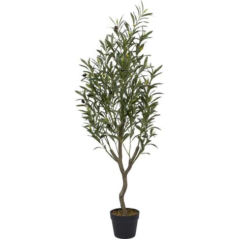 The Home Deco Factory – Plante verte artificielle olivier 120 cm – Réaliste avec feuillage authentique – Pour intérieur méditerranéen – Sans entretien
