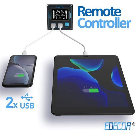 Edecoa – Convertisseur de tension 12V à 220V 3000W – Onde sinusoïdale modifiée – Télécommande et 2 ports USB – Compatible panneaux solaires