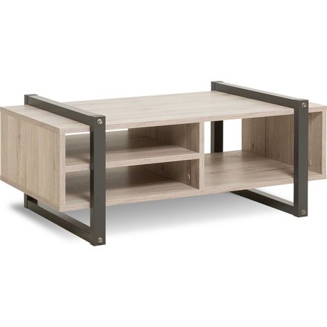 Table basse Brooklyn 100x60 industriel - chêne