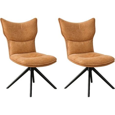 Lot 2 chaises rotatives 360° tissu terracotta rembourrage ergonomique - PHIL (1/5)