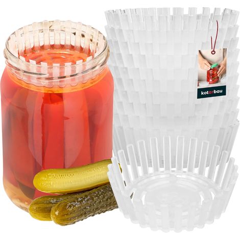 KOTARBAU® 10 Pièces Poids de Fermentation - Presse à Cornichons - 100 mm - Grille de Fermentation pour Bocaux - Polypropylène - Transparent - Séparateur pour Bocaux (1/4)
