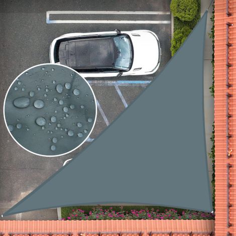 Voile d'ombrage Imperméable Triangulaire 4x4x4m Toile Ombrage UV Protection pour Terrasse Jardin Extérieur-Gris Anthracite (1/5)