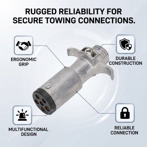 Prise Remorque 6 Broches, Connecteur Rond 6 Voies 12V Boîtier moulé Sous Pression pour Véhicules Américains et Remorques (1/4)