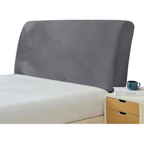 Housses de Tête de lit - Tissu Velours Stretch Doux - Protecteur Antipoussière pour Tête de Lit Rembourrée - Gris Clair 120-140cm (1/4)