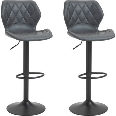 Set 2 Sgabelli Imbottite da Bar 44x50,5x90-110 cm in Similpelle Grigio (1/5)