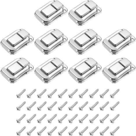 10pcs Bascule Pince Verrouillage, 1,89" x 1,26" (LxW) Fer Moraillon Serrure Loquet Fermoir pour Bijoux Boîte Bois Coffret Boîte Outils, Argent (1/5)