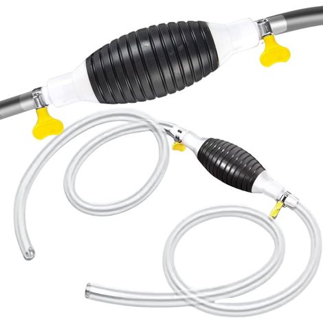 Pompe Manuelle d’Extraction pour Carburant, Eau et Huile – Kit Siphon avec Poire d’aspiration, Tuyau 2m Transparent + Serre-Joints – Vidange Facile et Rapide (1/5)