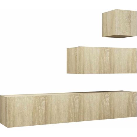 Maison Exclusive - Juego de muebles de salón 4 piezas roble Sonom (1/5)
